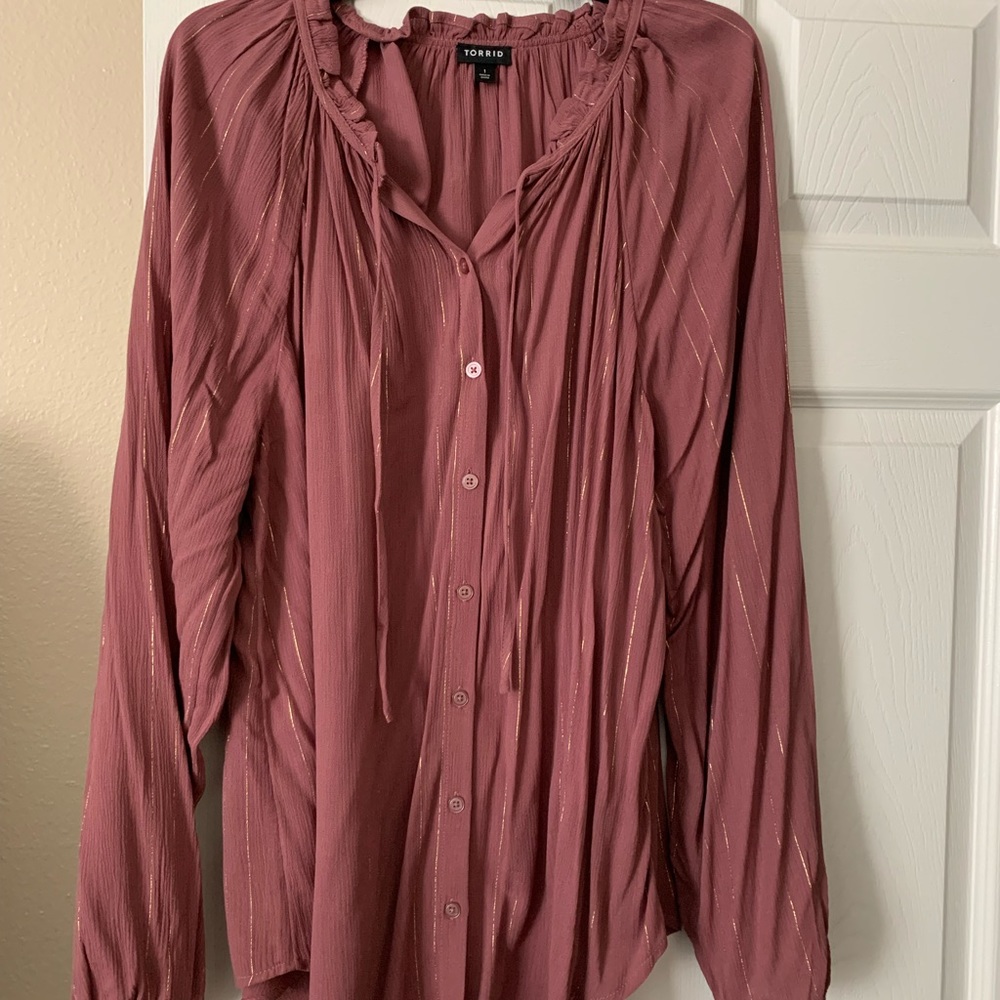 Torrid Pink & Gold Blouse